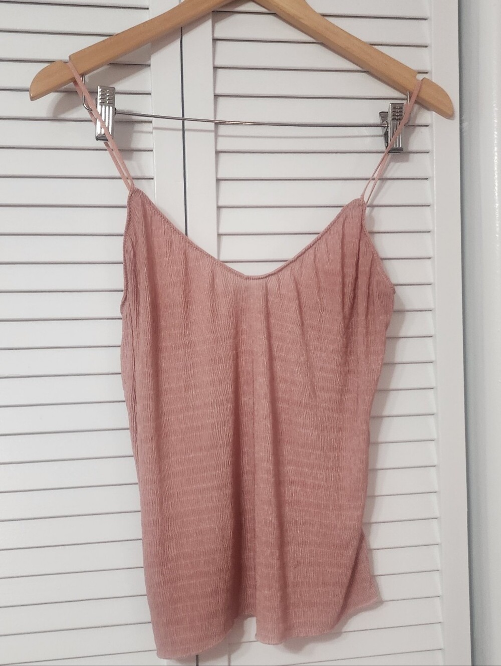 Spaghetti Strap Ribbed Tank Top - Dusty Rose